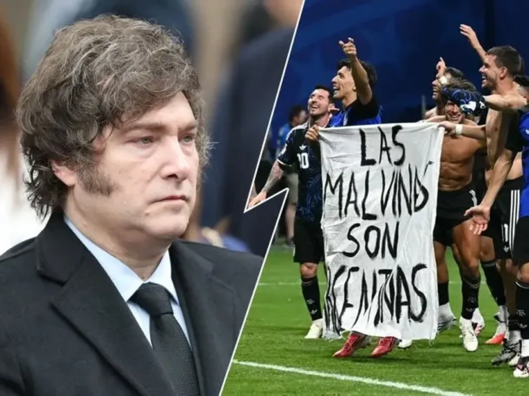 Javier Milei criticó a la Selección Argentina por la bandera de las Malvinas son argentinas